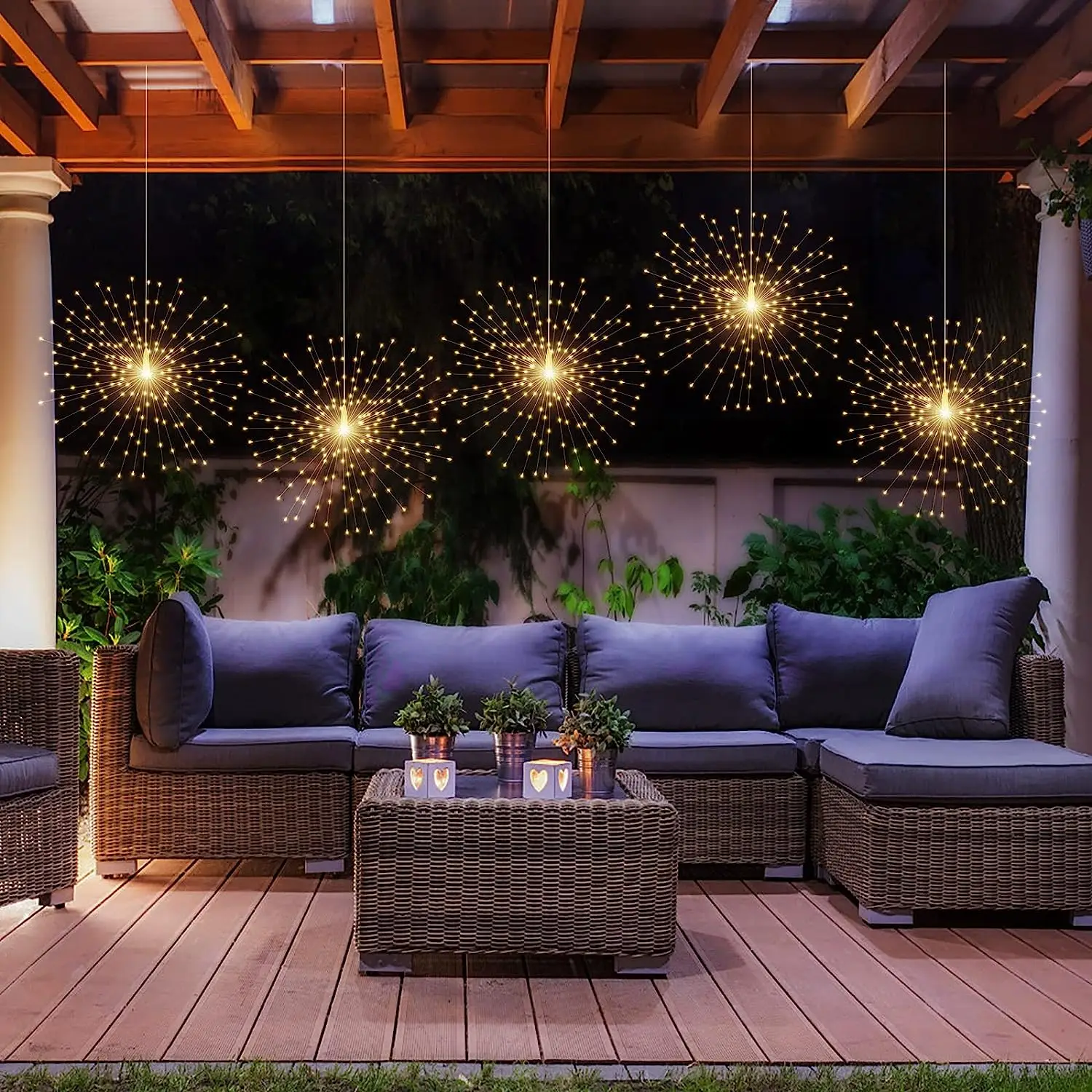 Solar Firework Lights Outdoor - 90/150/200 LEDs, 8 Modes, Copper Wire Hanging Fairy Lights For Yard, Patio, Tent,Party,Xmas