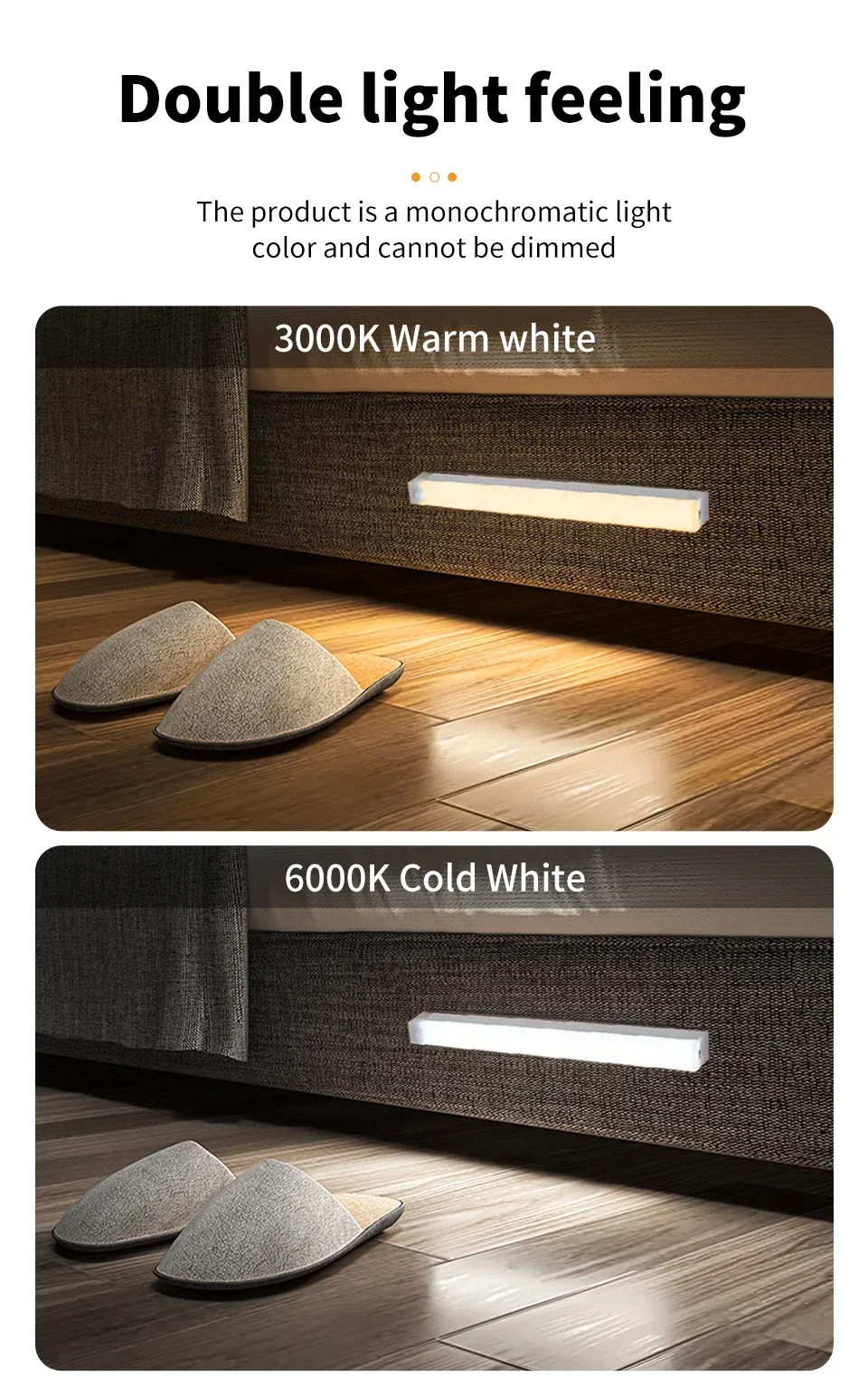 Rechargeable PIR Motion Sensor LED Bar Lights Human Infared Induction Night Light Portable Kitchen Cabinet Light 10/20/30/50cm