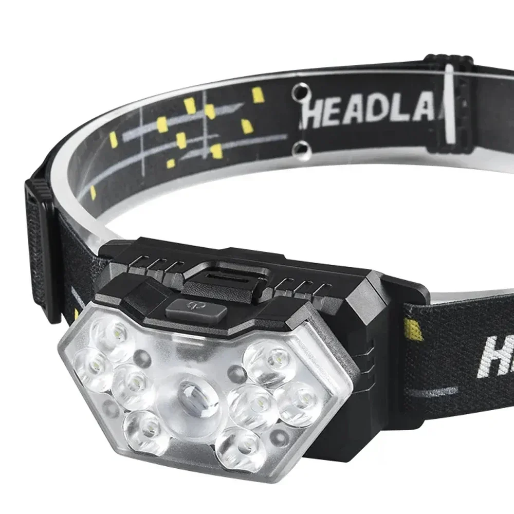 9 LED Strong Light Headlamp USB Rechageable Motion Sensor Headlight Portable Fishing Camping Outdoor Head Lamp Work Flashlight