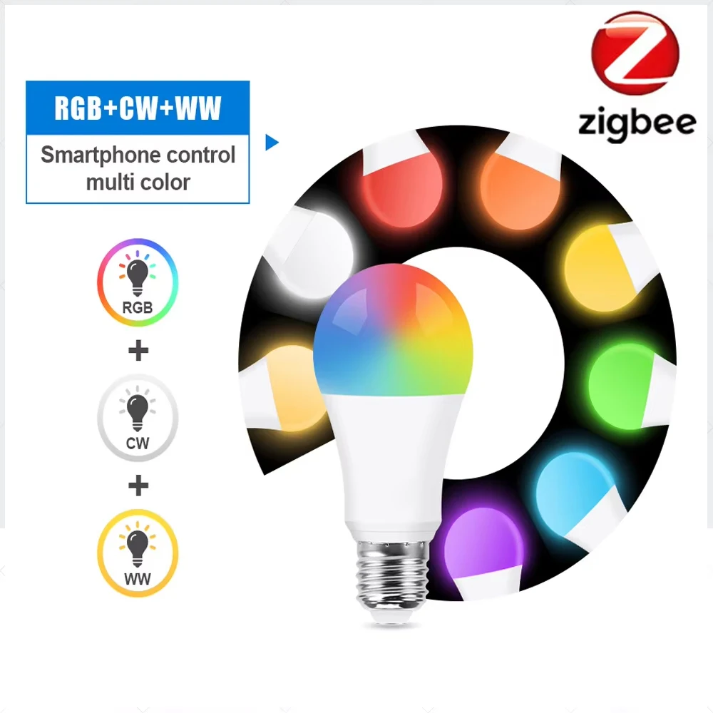 Tuya Wifi Smart Light Bulbs RGB WW CW 15W 18W E27 Zigbee Led Bulb Smart Home Tuya Zigbee Lamp Alexa Smart Lamp For Google Home