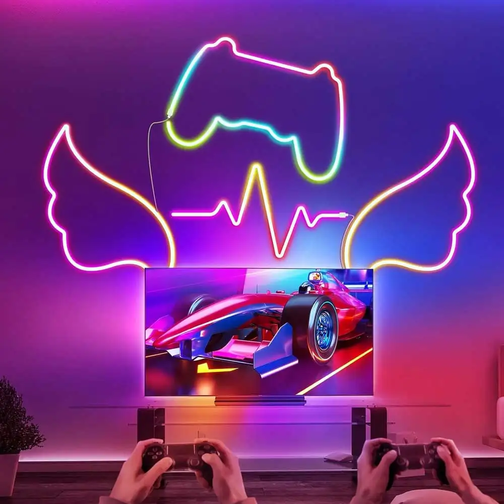 TUYA Neon LED Strip Lights 5V 72LEDs/M Silicone Neon Rope Light with Music Sync RGBIC Dreamcolor Chasing Strip Tape for Room