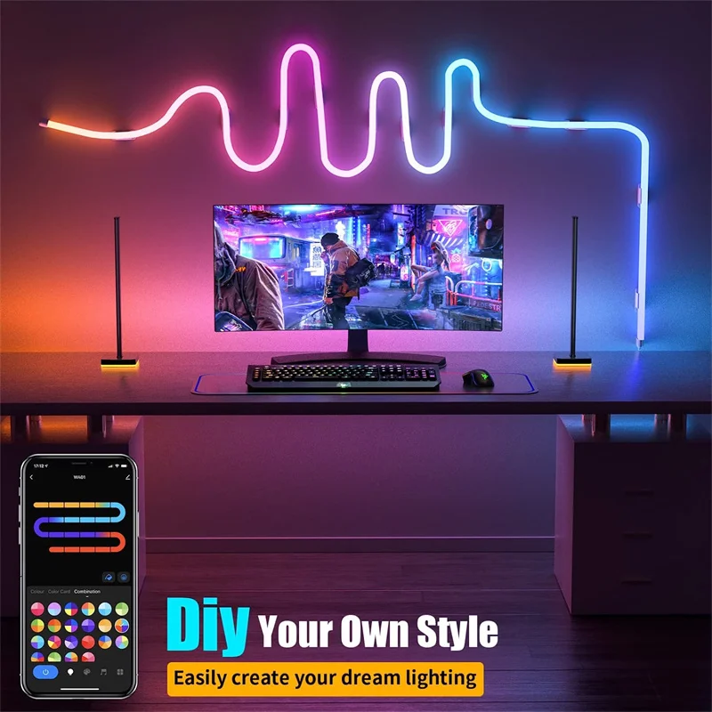 TUYA Neon LED Strip Lights 5V 72LEDs/M Silicone Neon Rope Light with Music Sync RGBIC Dreamcolor Chasing Strip Tape for Room
