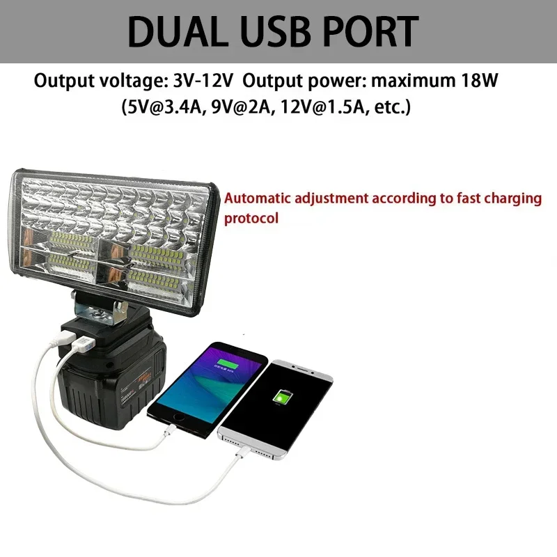 8Inch Led Light Spotlight Outdoor Work Fishing Handheld Emergency Lamp For Dewalt For Milwaukee For Makita For Bosch 18V Battery