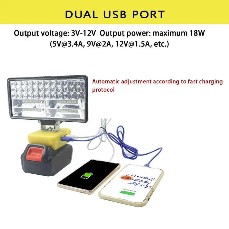8Inch Led Light Spotlight Outdoor Work Fishing Handheld Emergency Lamp For Dewalt For Milwaukee For Makita For Bosch 18V Battery