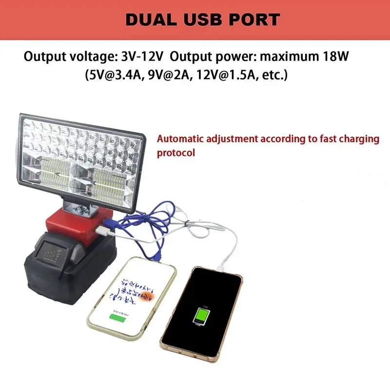 8Inch Led Light Spotlight Outdoor Work Fishing Handheld Emergency Lamp For Dewalt For Milwaukee For Makita For Bosch 18V Battery