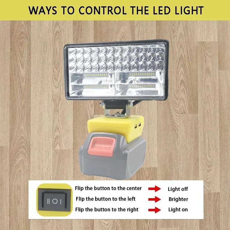 8Inch Led Light Spotlight Outdoor Work Fishing Handheld Emergency Lamp For Dewalt For Milwaukee For Makita For Bosch 18V Battery