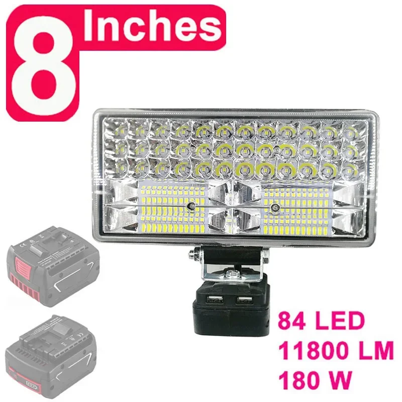 8Inch Led Light Spotlight Outdoor Work Fishing Handheld Emergency Lamp For Dewalt For Milwaukee For Makita For Bosch 18V Battery