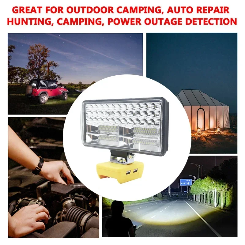 8Inch Led Light Spotlight Outdoor Work Fishing Handheld Emergency Lamp For Dewalt For Milwaukee For Makita For Bosch 18V Battery