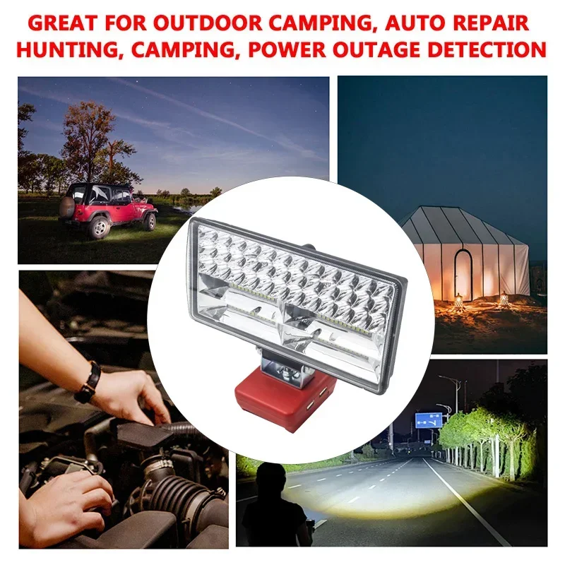 8Inch Led Light Spotlight Outdoor Work Fishing Handheld Emergency Lamp For Dewalt For Milwaukee For Makita For Bosch 18V Battery