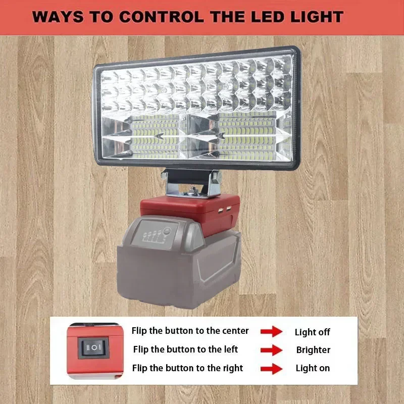 8Inch Led Light Spotlight Outdoor Work Fishing Handheld Emergency Lamp For Dewalt For Milwaukee For Makita For Bosch 18V Battery