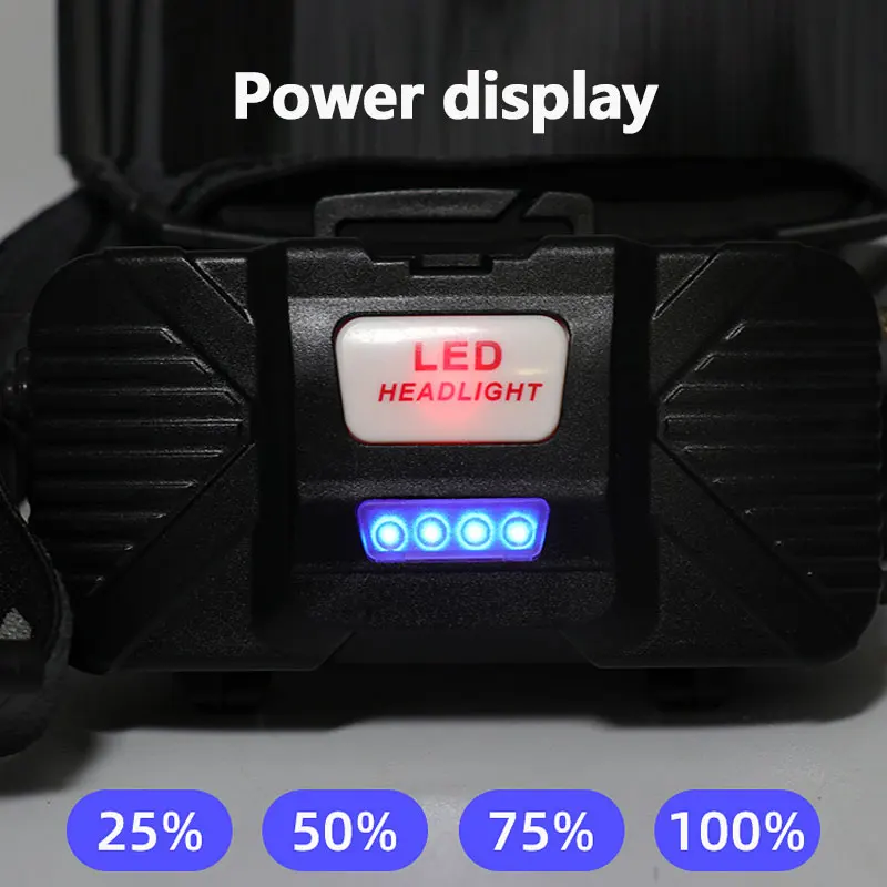 COB LED Headlamp USB Rechargeable Red White Light Fishing Headlight Waterproof Night Outdoor Camping Hunting Head Light Lantern
