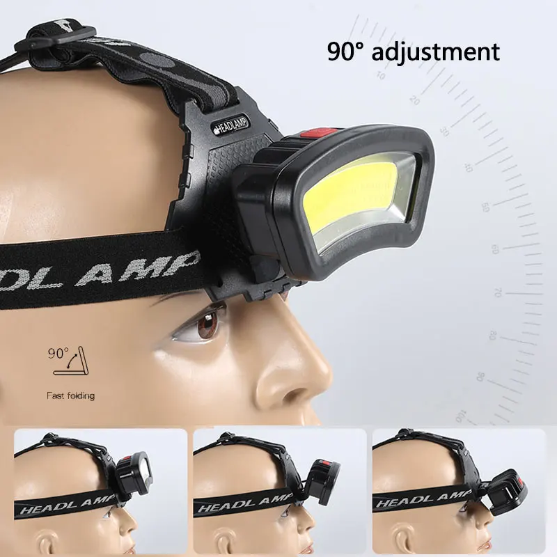 COB LED Headlamp USB Rechargeable Red White Light Fishing Headlight Waterproof Night Outdoor Camping Hunting Head Light Lantern