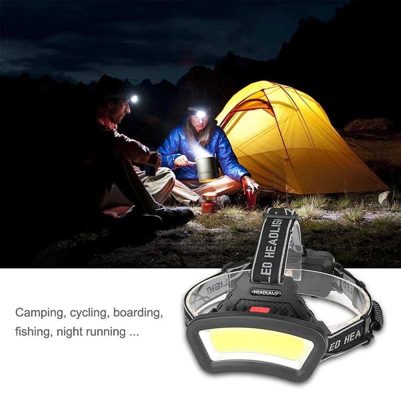 COB LED Headlamp USB Rechargeable Red White Light Fishing Headlight Waterproof Night Outdoor Camping Hunting Head Light Lantern