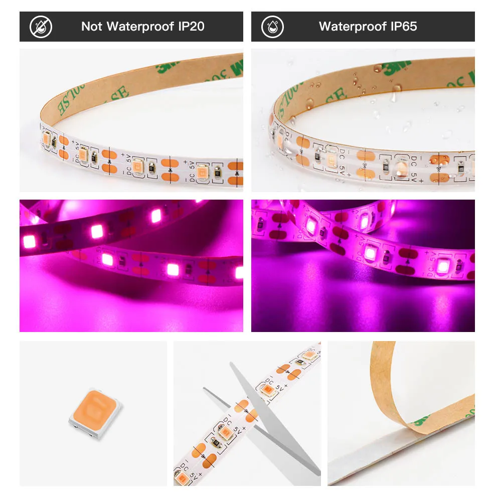 5V Plant Light Grow LED Strip 5V USB LED 1-5m Full Spectrum LED Chip For Greenhouse Flower Seedling Grow Tent Hydropon
