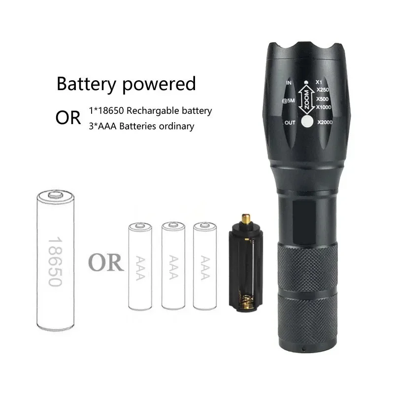 1/2 Pack Rechargeable LED Flashlight, Zoomable Flashlights Al Alloy Portable Handheld Flashlights with 5 Modes,Waterproof
