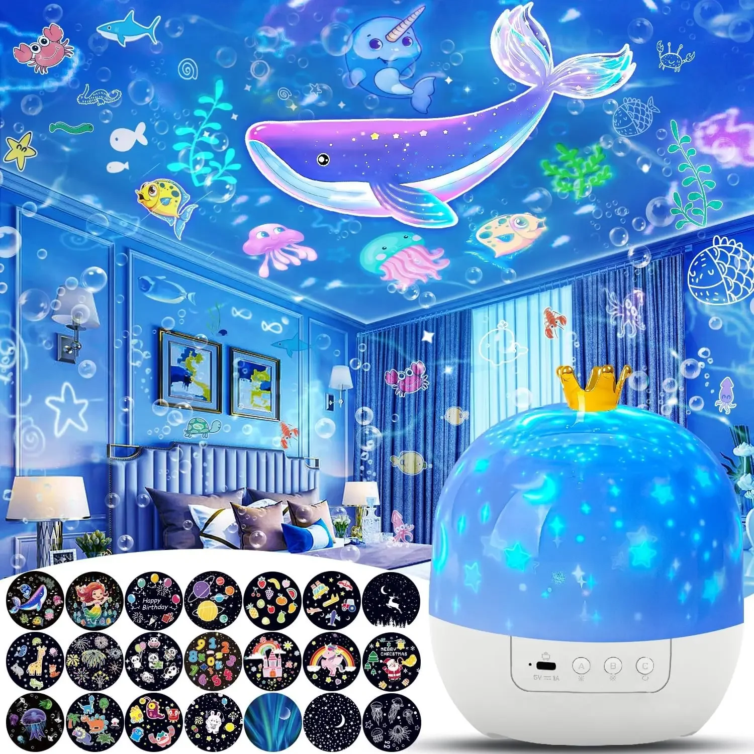 Galaxy Solar System Projector Nightlights 360°Rotating 21 Films Kids Star Night Light Projector for Bedroom Home Decoration lamp