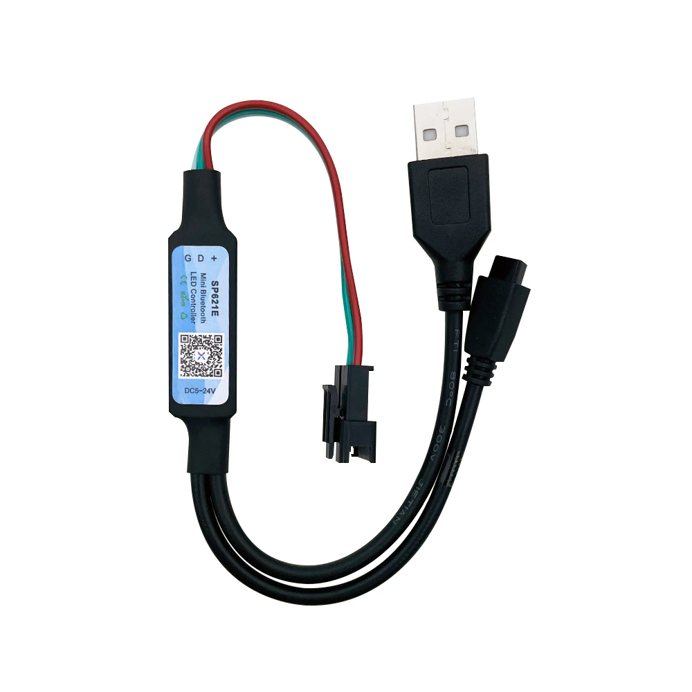 SP621E Mini Bluetooth Controller APP Control Suitable for WS2811 WS2812B SP6812 LED Light Strip DC5-24V USB with 38 Key Remote C