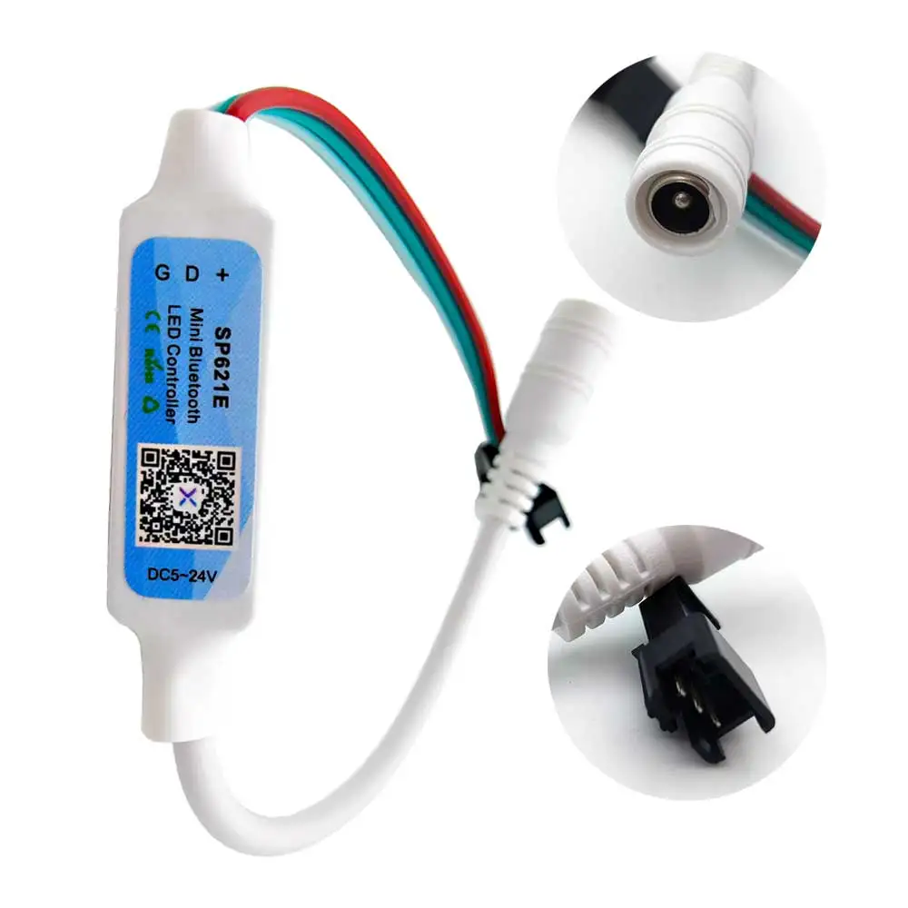 SP621E Mini Bluetooth Controller APP Control Suitable for WS2811 WS2812B SP6812 LED Light Strip DC5-24V USB with 38 Key Remote C
