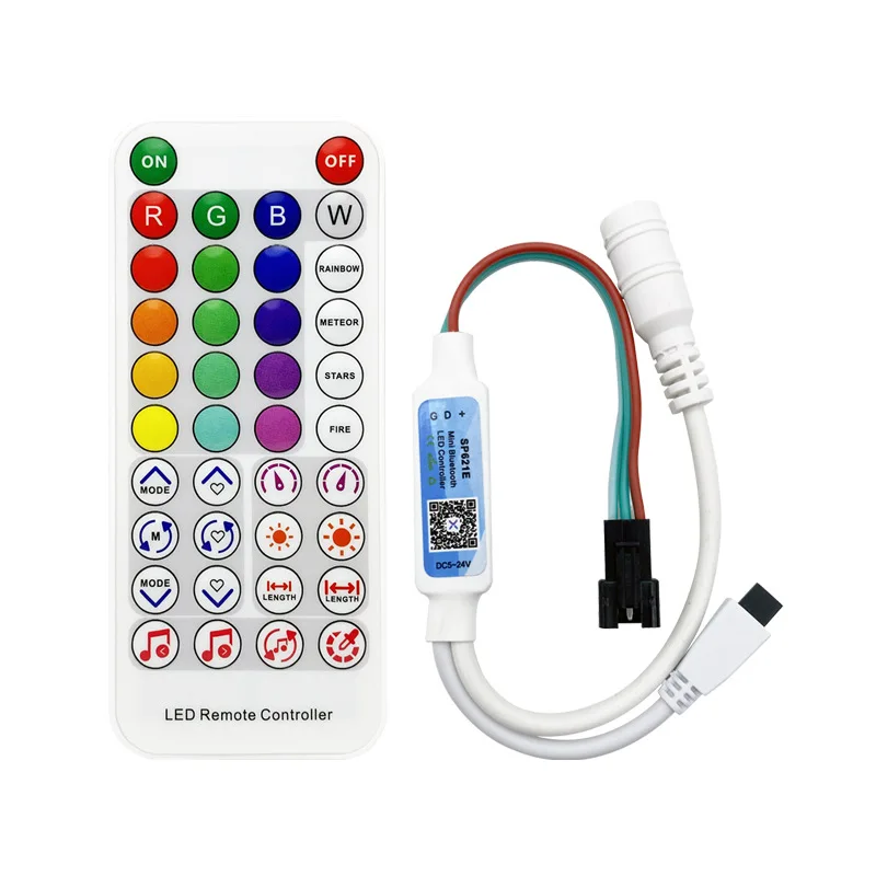 SP621E Mini Bluetooth Controller APP Control Suitable for WS2811 WS2812B SP6812 LED Light Strip DC5-24V USB with 38 Key Remote C