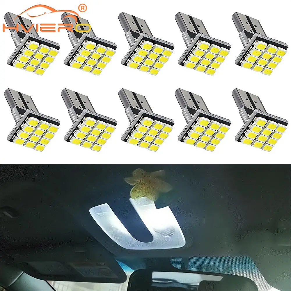 2/10 T10 W5W 12SMD 1206 Car Wedge White LED DC 12V Canbus No Error Decoder External Lights License Plate Lamp Corner Backup Led
