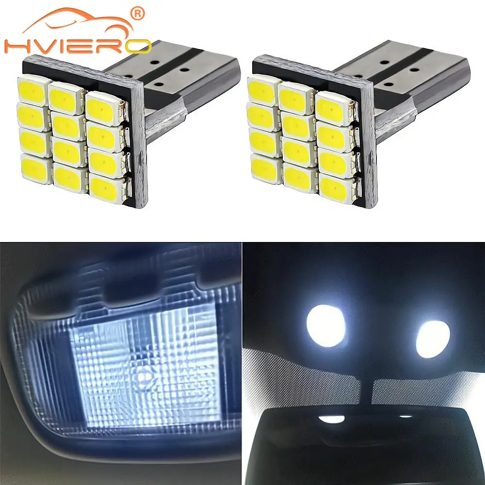 2/10 T10 W5W 12SMD 1206 Car Wedge White LED DC 12V Canbus No Error Decoder External Lights License Plate Lamp Corner Backup Led