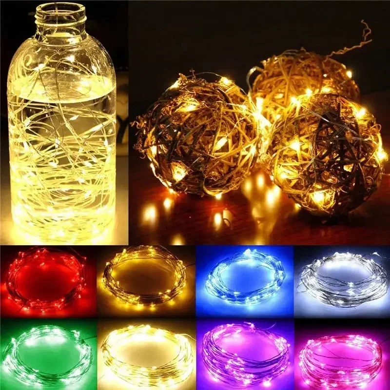 1/2/3/5/10/20M LED Fairy Lights Battery Powered Copper Wire String Lights For Bedroom Garden Party Wedding Christmas Decoration