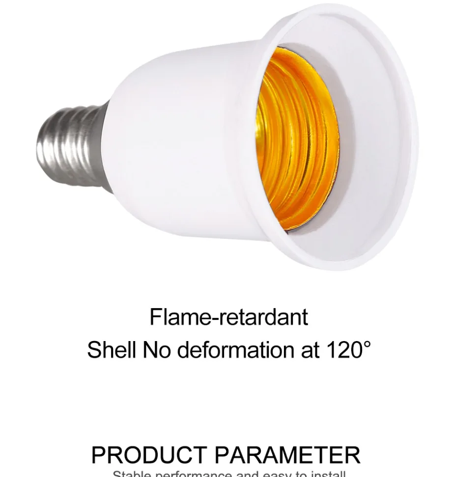 VzzUoo E14 To E27 Adapter Conversion Socket Fireproof Plastic Converter High Quality Material Socket Bulb Adapter Lamp Holder
