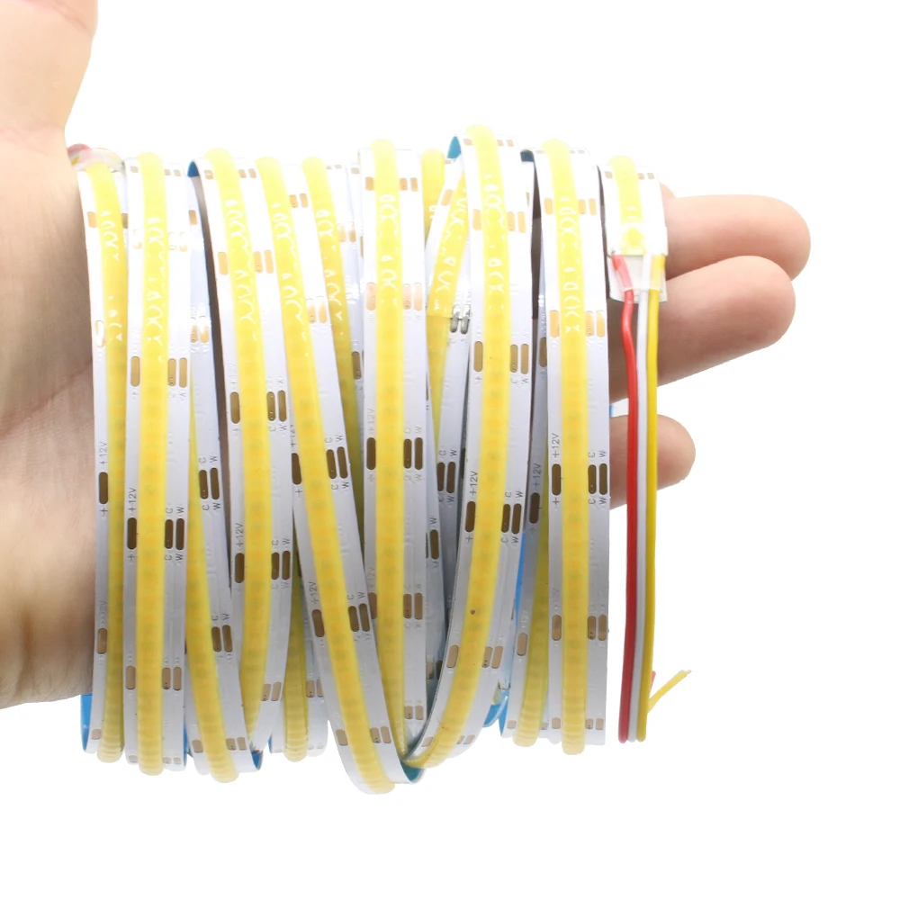 5M COB CCT LED Strip 12V 24V DC 608LEDs FCOB LED Light Dimmable Dual White Color 10MM PCB High Density Flexible Ra90 Linear Tape
