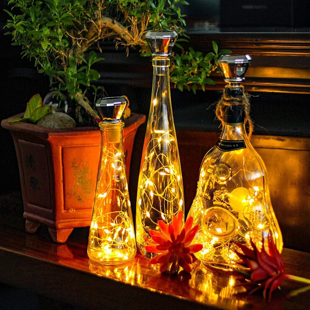 Solar Wine Bottle Lights LED String Lights Solar Fairy Lights Garland Christmas Decorations for Home Wedding Bar Decoration
