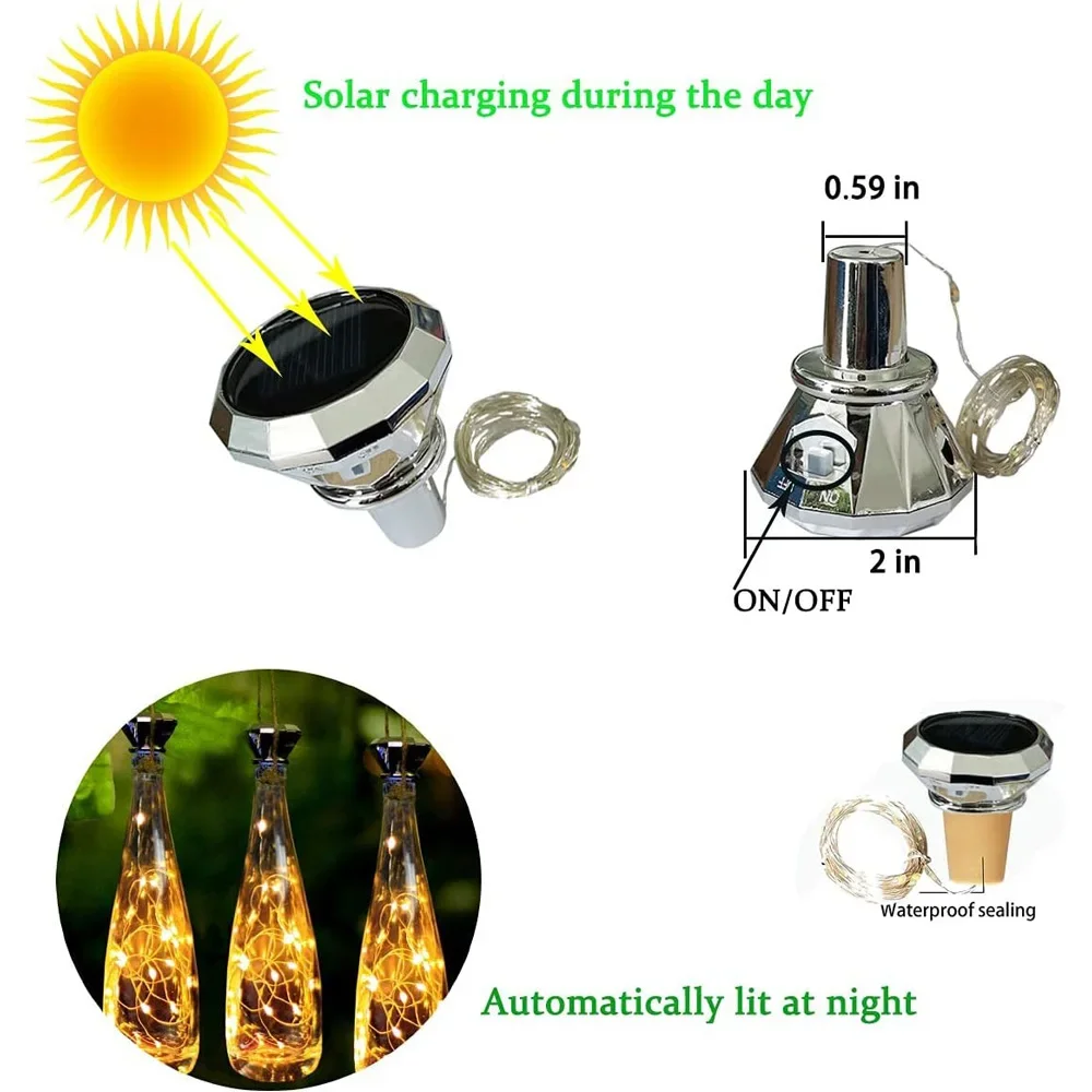 Solar Wine Bottle Lights LED String Lights Solar Fairy Lights Garland Christmas Decorations for Home Wedding Bar Decoration