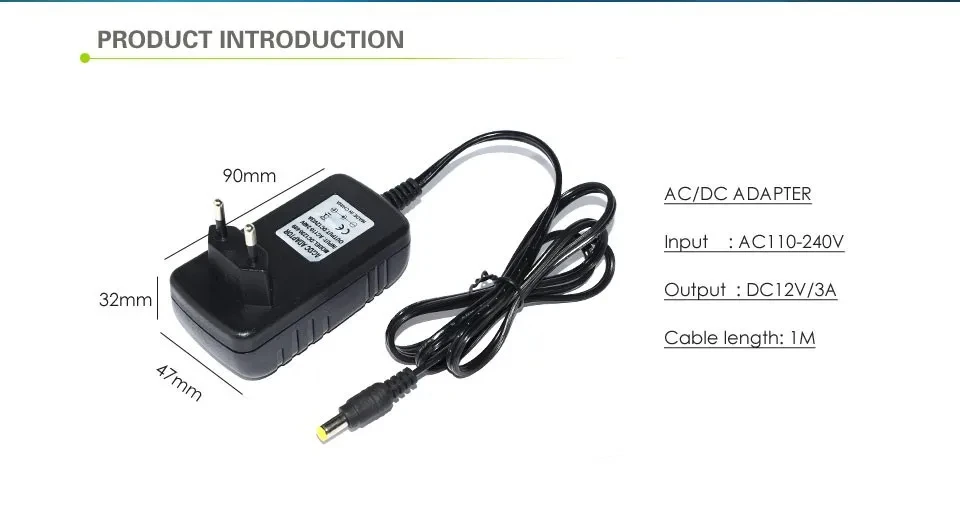 12 Volt Power Supply Transformer Converter AC 100-240V To DC 12V EU US Power Adapter Source Charger DC12V 1A 2A 3A LED Driver
