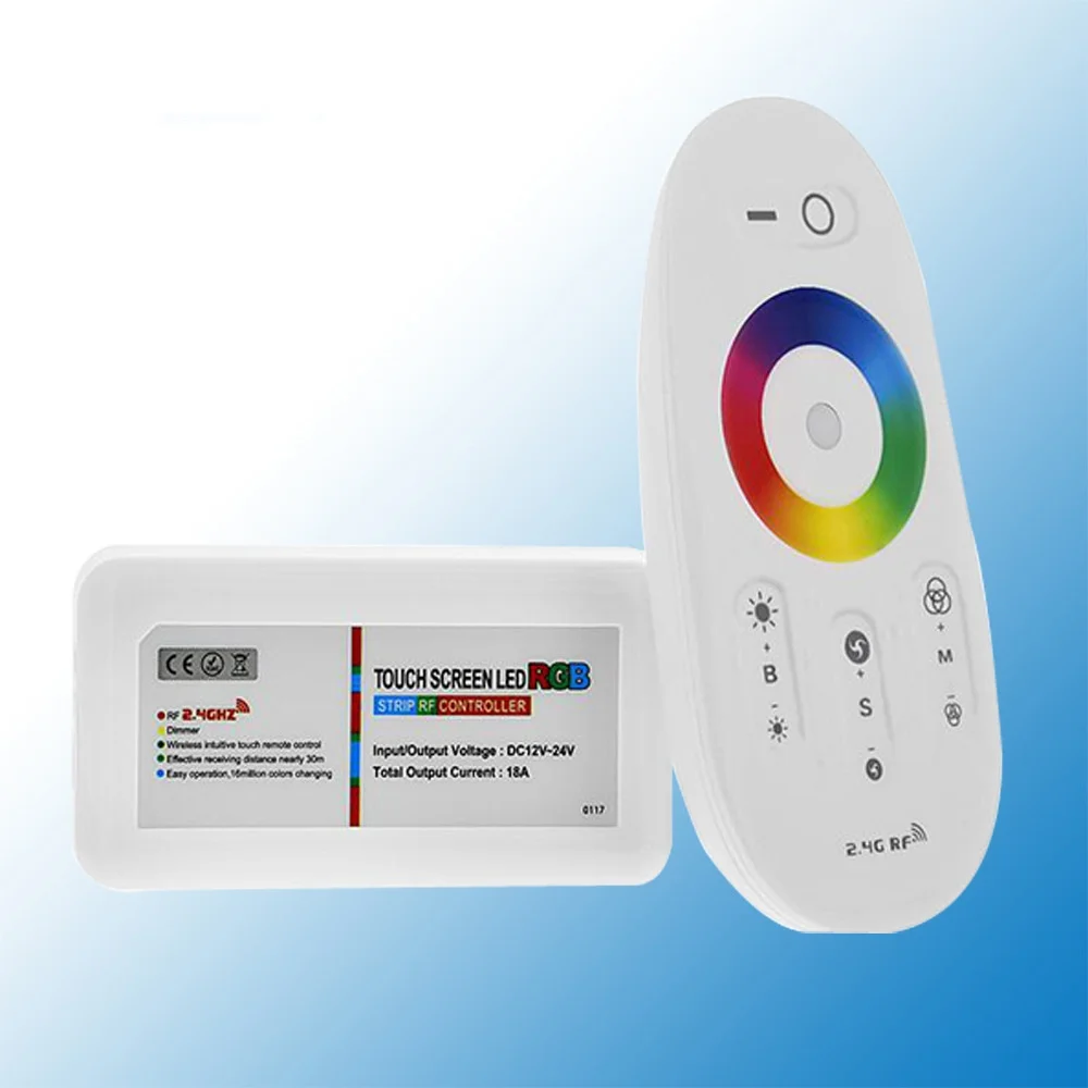12V 24V 18A 2.4G Wireless LED Controller RGB RGBW Controller Wall Mounted Touch Pannel Remote LED RGB Strip /Bulb/Downlight