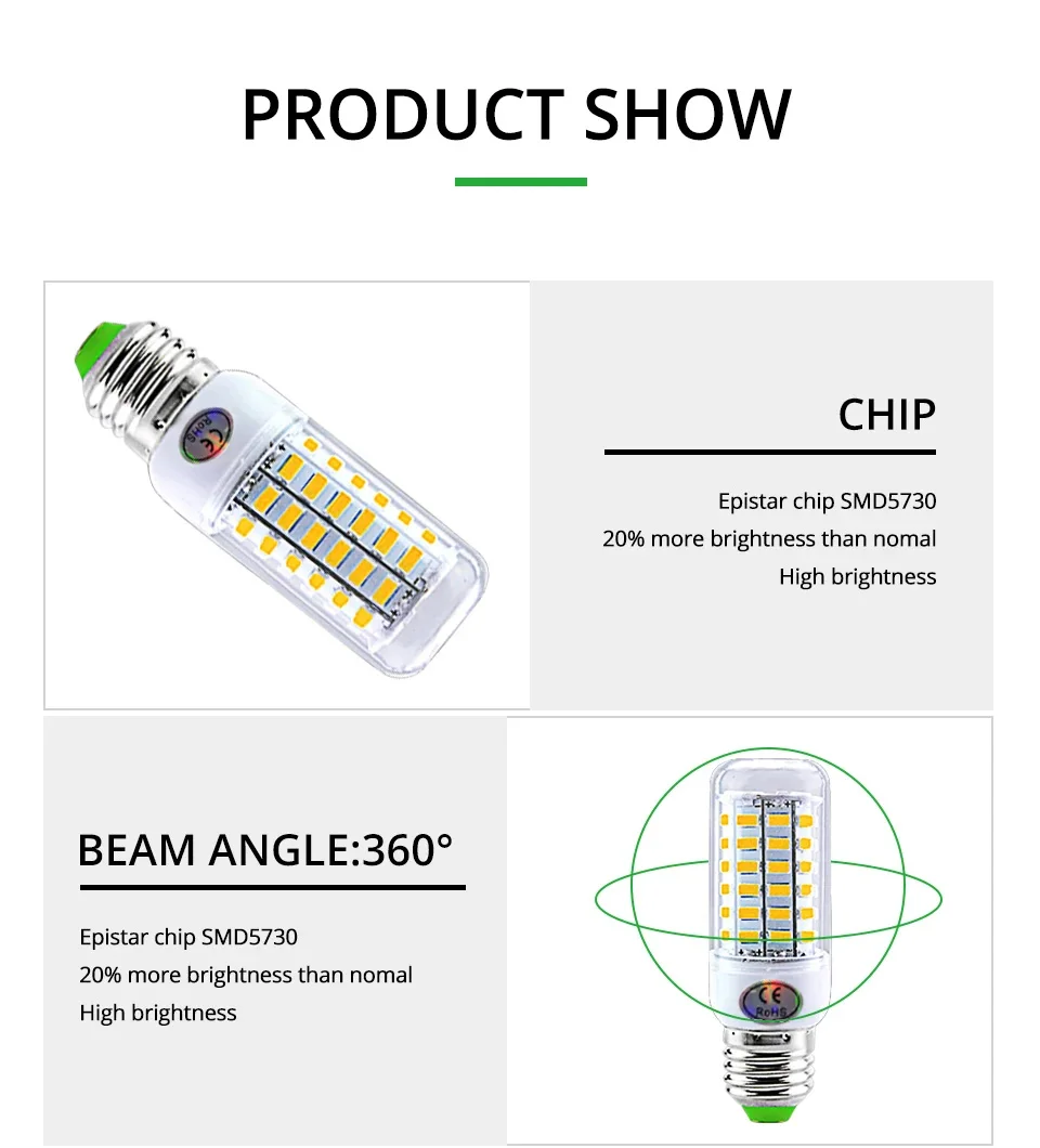LED Corn Lamp 220V E14 E27 Bulb Lamp Strong Light 2700K 6500K Corn Bulb Light 2835SMD 360 Beam Angle Replace Halogen Lighting