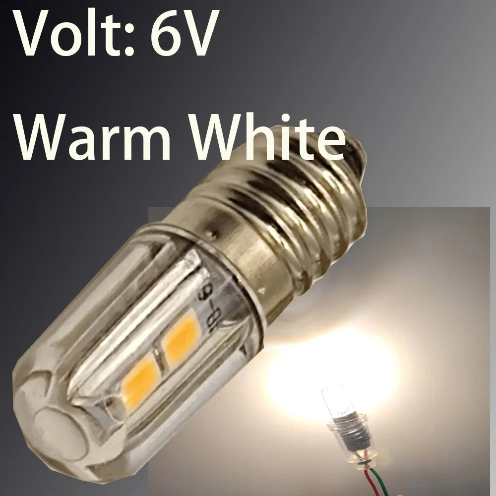 E10 4SMD DC 3V 6V 12V E10 LED Bulb For Flashlight Replacement Torch Work Light Instrument Lamp White and Warm White
