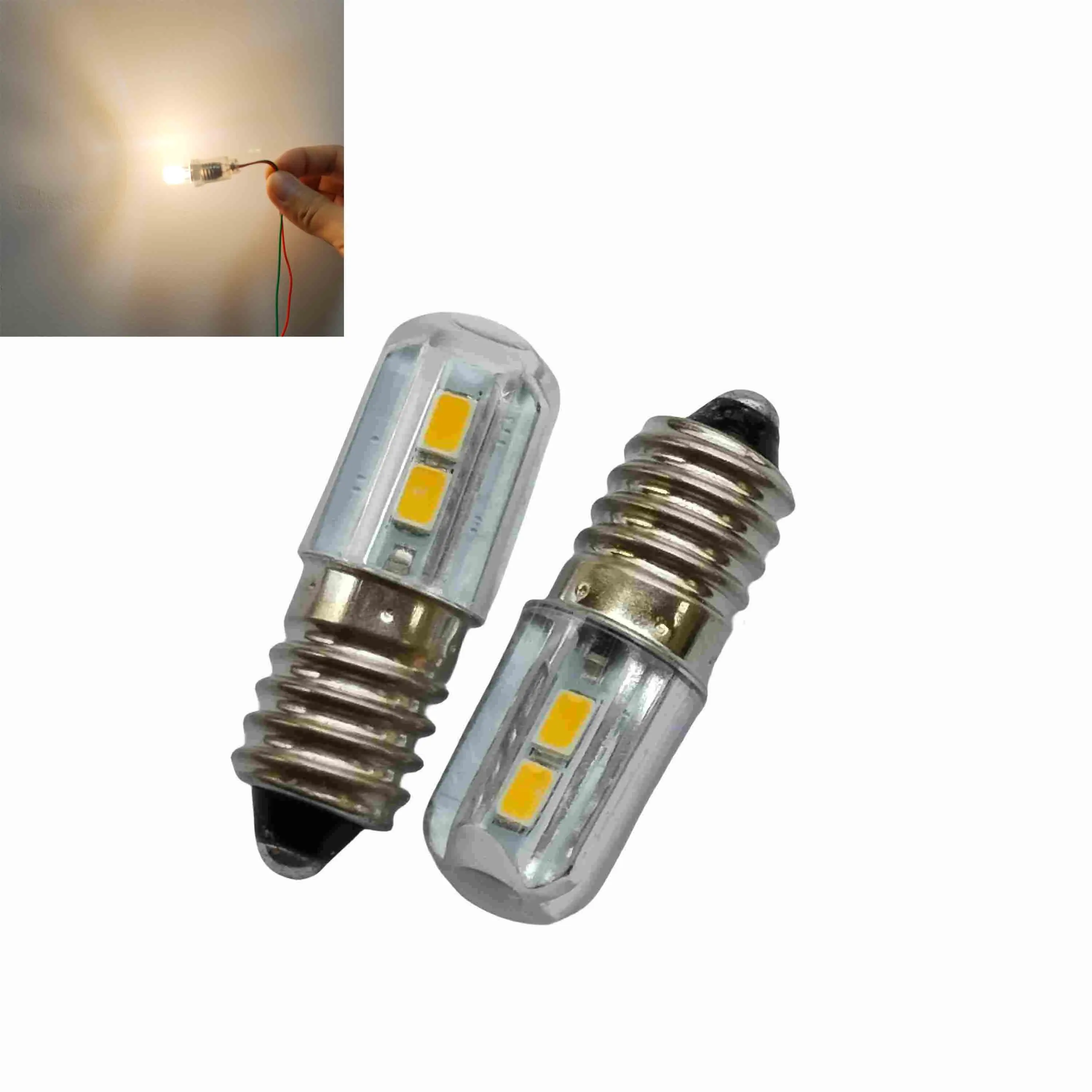 E10 4SMD DC 3V 6V 12V E10 LED Bulb For Flashlight Replacement Torch Work Light Instrument Lamp White and Warm White
