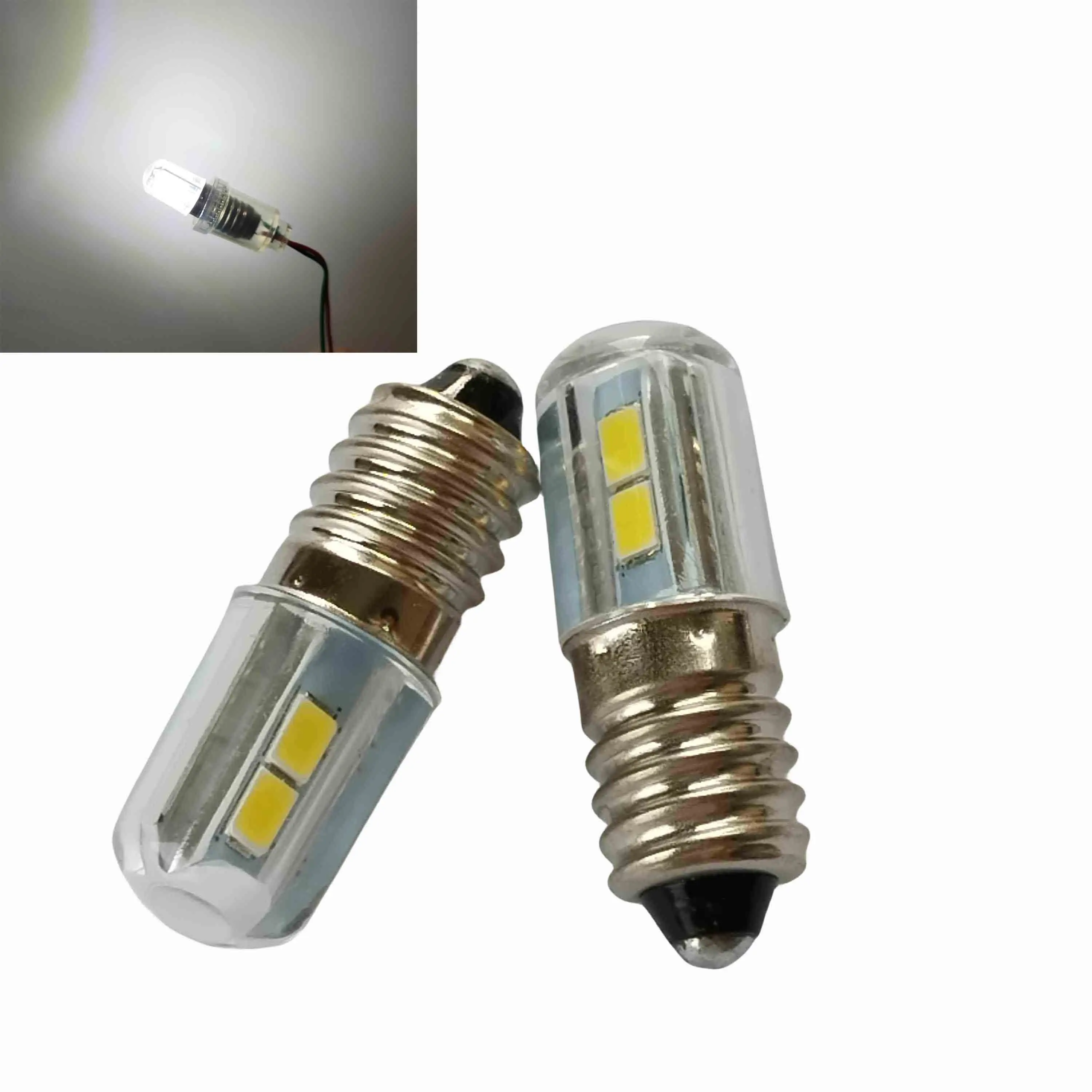 E10 4SMD DC 3V 6V 12V E10 LED Bulb For Flashlight Replacement Torch Work Light Instrument Lamp White and Warm White