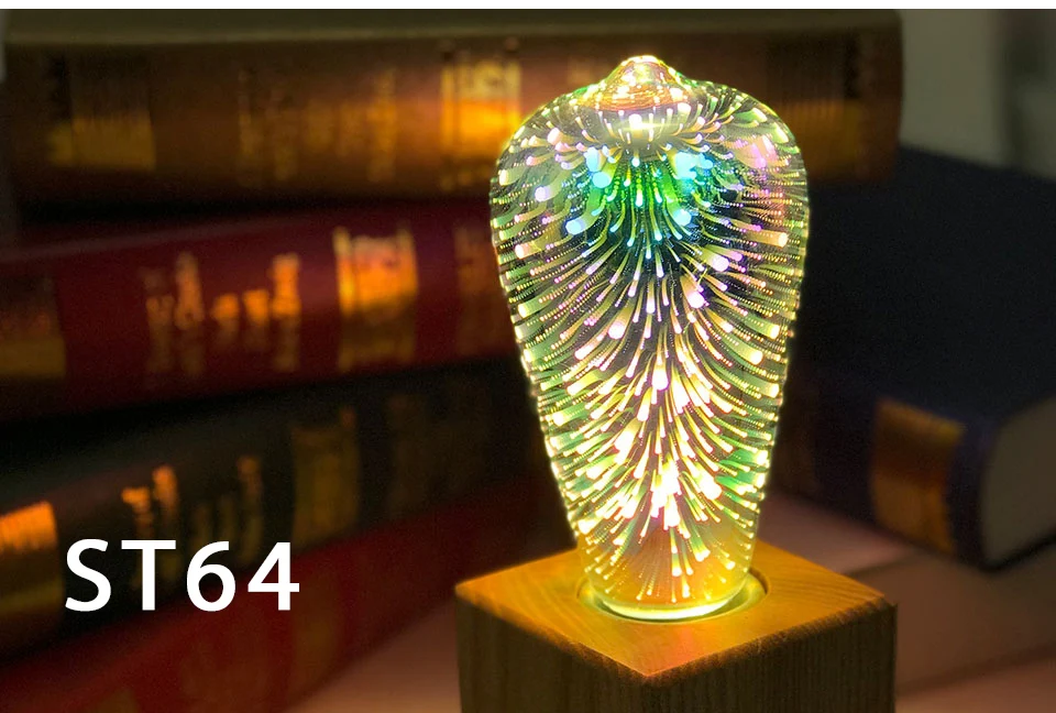 LED 3D Edison Lights Bulb E27 AC220V Vintage Christmas Ampoule Decor Bulb Colorful LED Lamp For Home Living Room Indoor Lighting