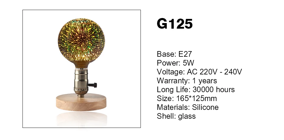 LED 3D Edison Lights Bulb E27 AC220V Vintage Christmas Ampoule Decor Bulb Colorful LED Lamp For Home Living Room Indoor Lighting