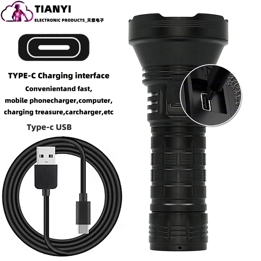 Strong Light Outdoor Multi-Function Battery Charger Flashlight 26650 Lithium Battery Charging Waterproof Lighting Night Lights