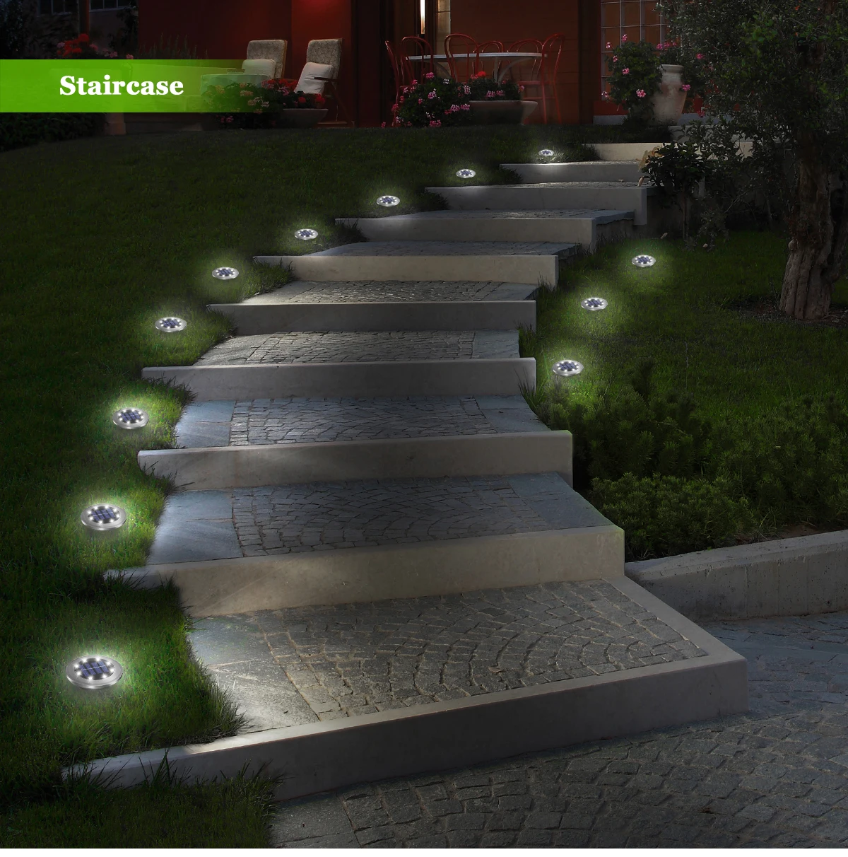 Solar Ground Lights LED Waterproof Solar Garden Lights Outdoor Bright In-Ground Lights Landscape Lighting for Patio Pathway Lawn