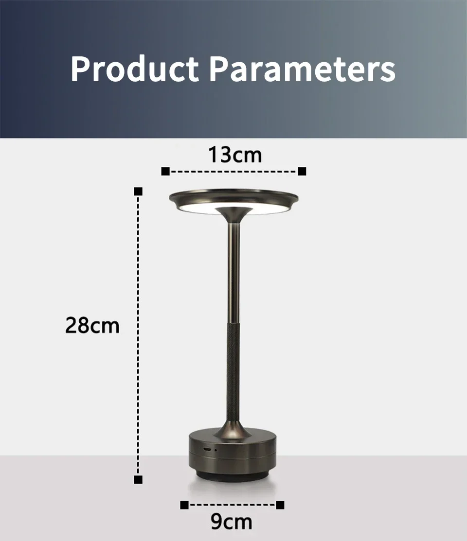 HPH Wireless Table Lamp for Bedroom USB Rechargeable Touch Lamp Cordless Creative Lamps Room Decoration Desk Lamp