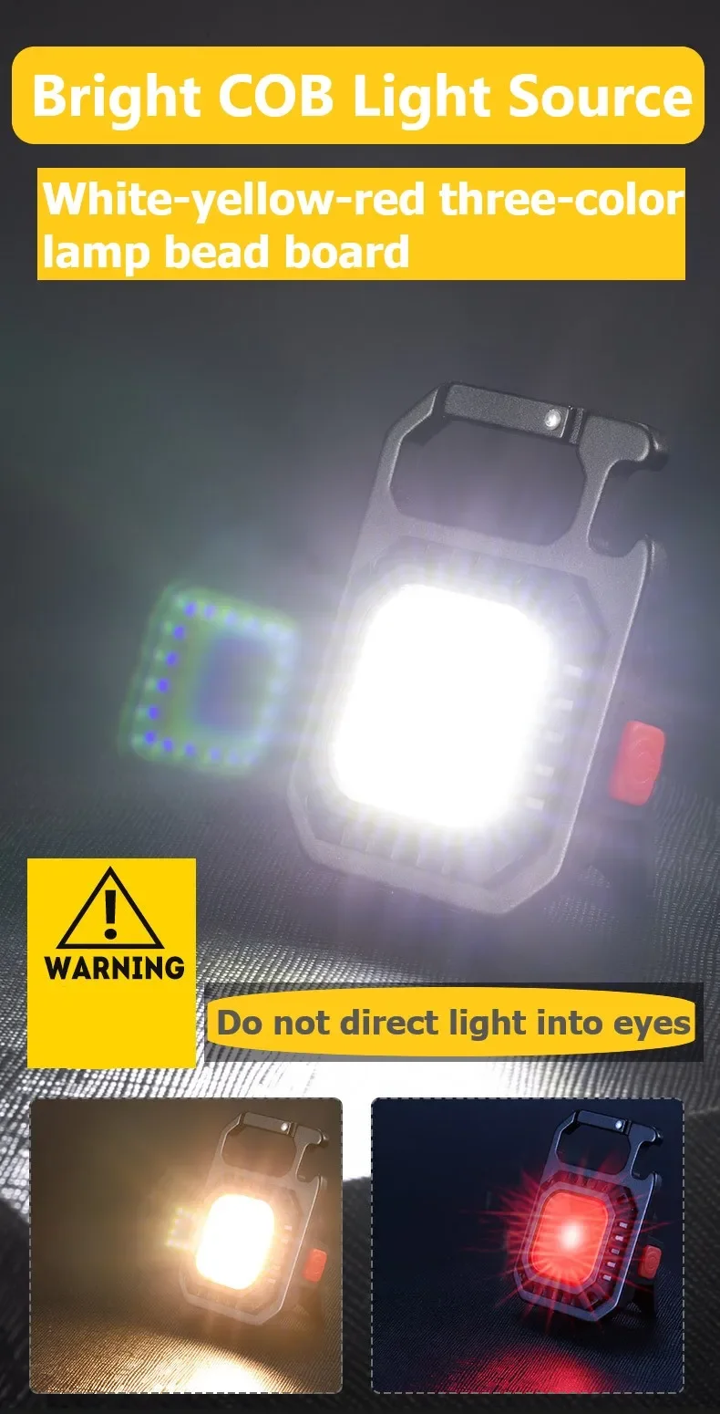 Heinast Mini LED Flashlight Magnetic COB Outdoor Camping Pocket Work Light 800 Lumens USB Rechargeable 7 Modes Spotlights