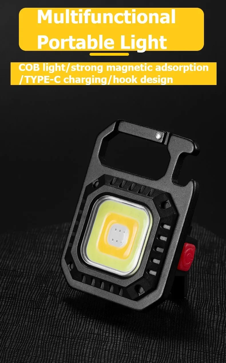 Heinast Mini LED Flashlight Magnetic COB Outdoor Camping Pocket Work Light 800 Lumens USB Rechargeable 7 Modes Spotlights