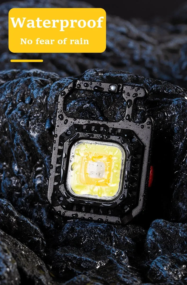 Heinast Mini LED Flashlight Magnetic COB Outdoor Camping Pocket Work Light 800 Lumens USB Rechargeable 7 Modes Spotlights