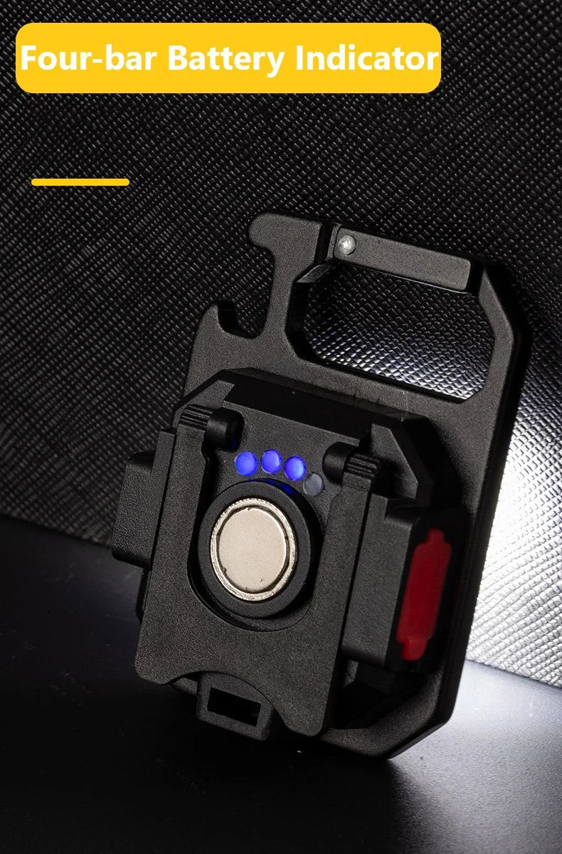 Heinast Mini LED Flashlight Magnetic COB Outdoor Camping Pocket Work Light 800 Lumens USB Rechargeable 7 Modes Spotlights