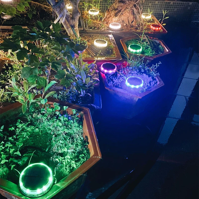 Solar LED Power Disk Light Outdoor Garden IP65 Waterproof for Ground Garden Lawn Pathway Patio Landscape Decoration