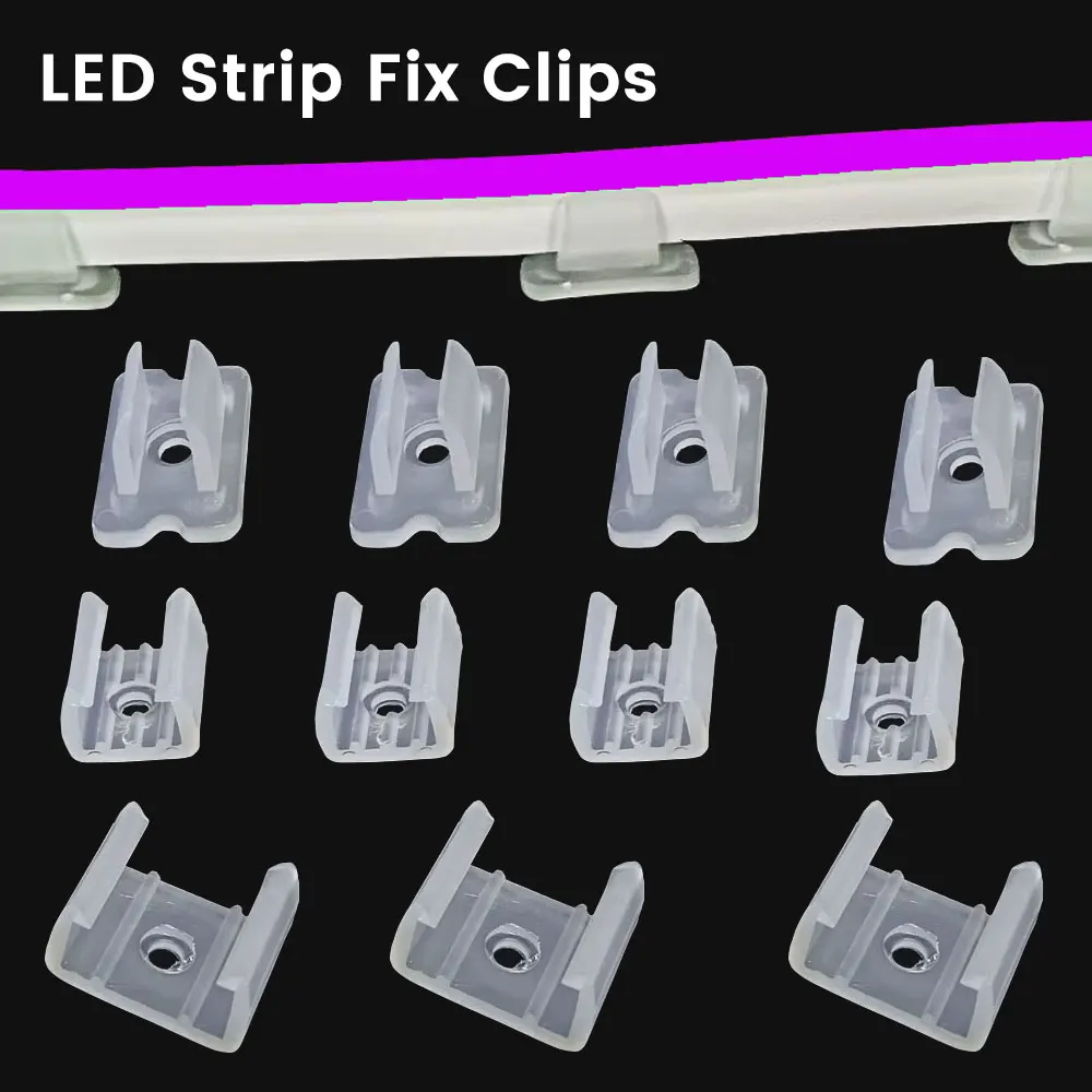 LED Strip Fix Clips Holder Connector Accessories For Fixing 2835 Neon Light 6mm 8mm 12mm 15mm 220V Flexible COB Plastic Buckle