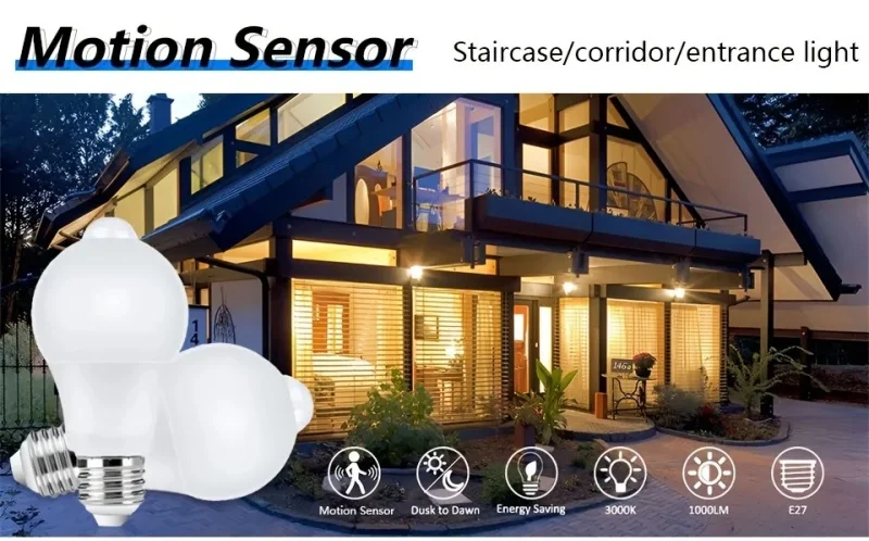 LED PIR Motion Sensor Lamp 6W 9W 12W 15W 18W 20W 220V LED Bulb with Motion Sensor Infrared Radiation Motion Detector Light