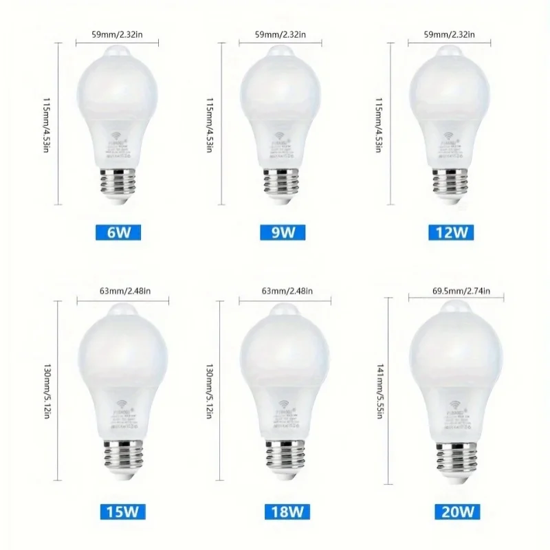 LED PIR Motion Sensor Lamp 6W 9W 12W 15W 18W 20W 220V LED Bulb with Motion Sensor Infrared Radiation Motion Detector Light