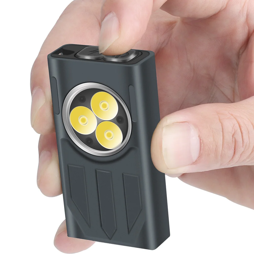 BORUiT V7 LED EDC Keychain Flashlight 1100LM USB-C Rechargeable Mini Torch with Clip Magnet Red UV Light Camping Pocket Lantern
